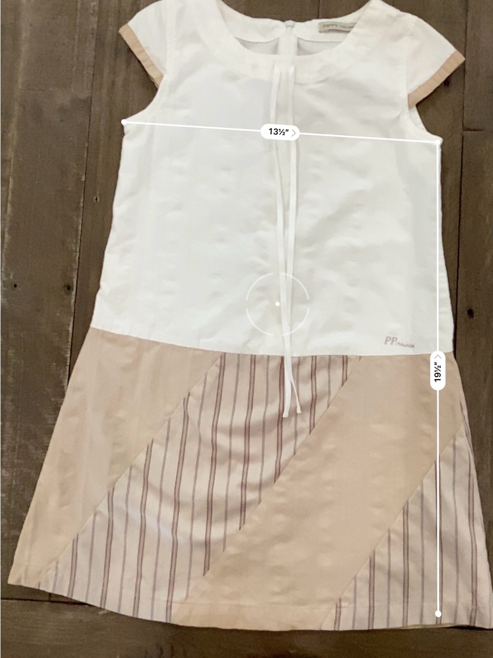 White and Beige Striped Colorblock Dress